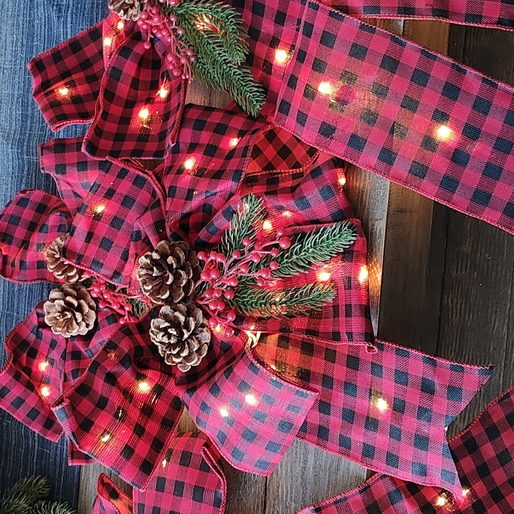 New Prelit Bow Tree Topper SET of 4